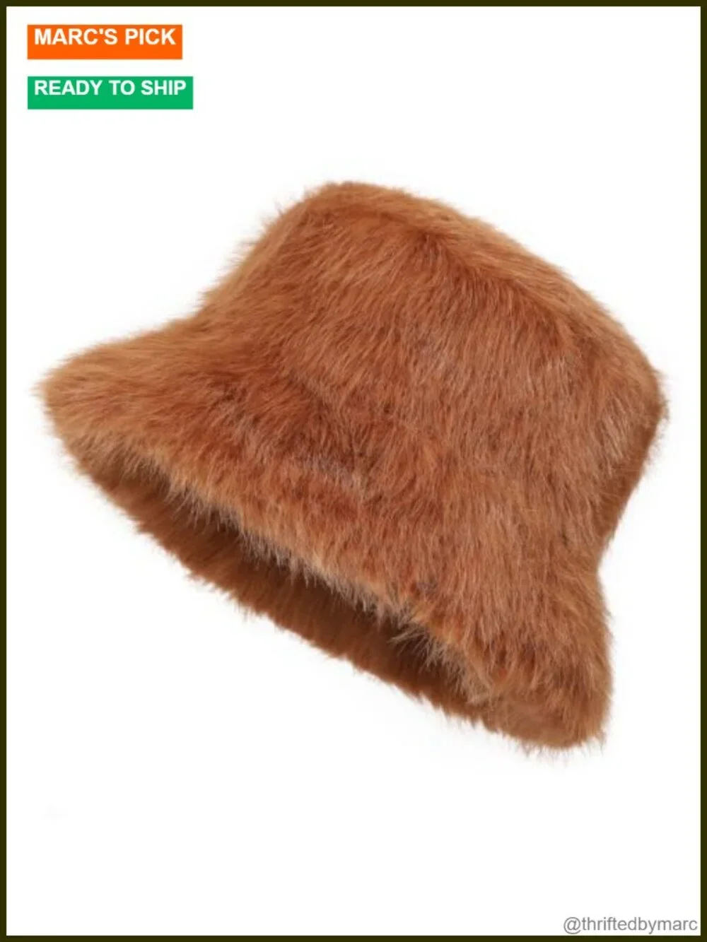 Faux Fur Bucket Hat Fluffy Winter Warm Wide Brim Fisherman Cap